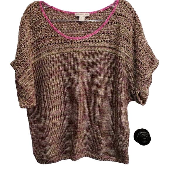 Coldwater Creek Sweaters - Coldwater Creek Short Sleeve Oversized Multicolored Knit Sweater Plus Size 1X